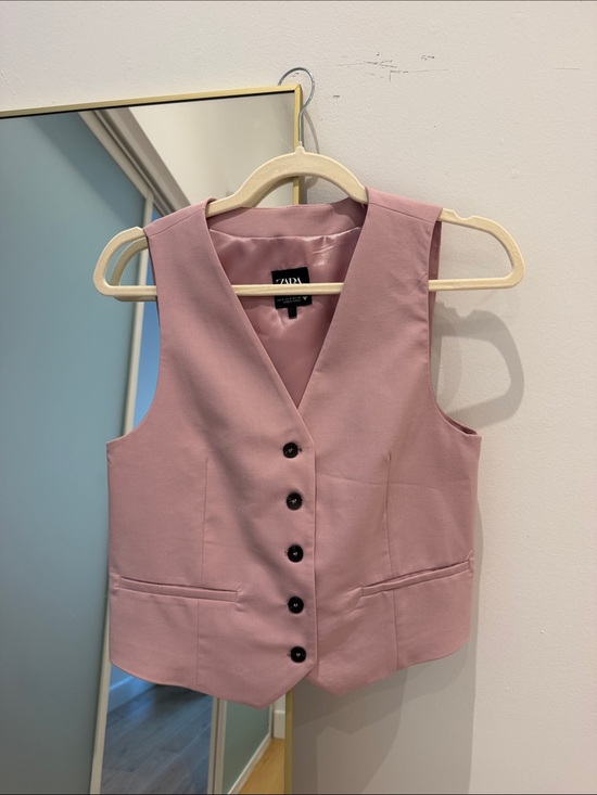 Zara Jackets & Blazers - Zara Pink Sleeveless Tailored Button Vest